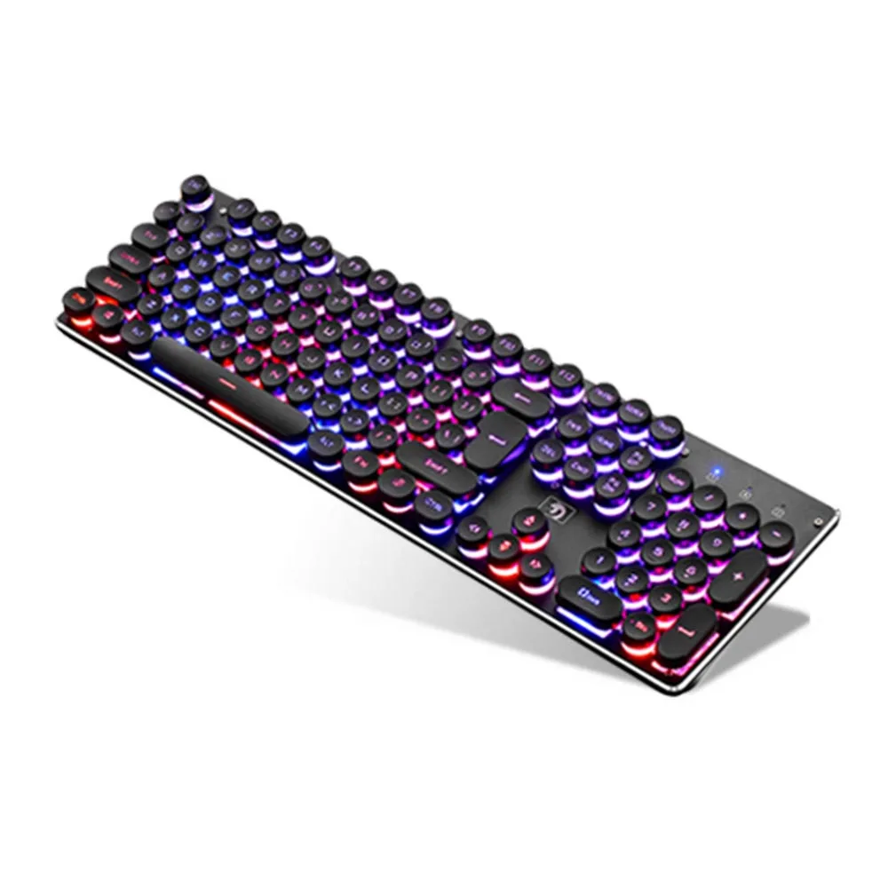 Игровая механическая клавиатура с 104 клавишами RGB подсветкой ретро круглая