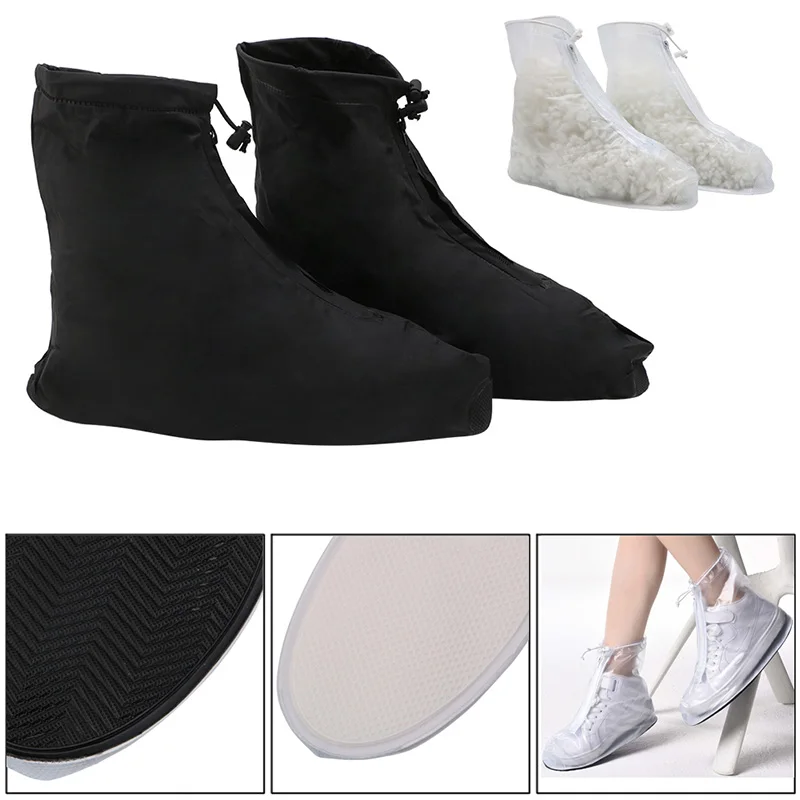 Новинка; 1 пара; S-XXL; Многоразовые резиновые сапоги; зимние бахилы; водонепроницаемая обувь; удобные; ПВХ; Однотонный; черный; белый; чехол унисекс