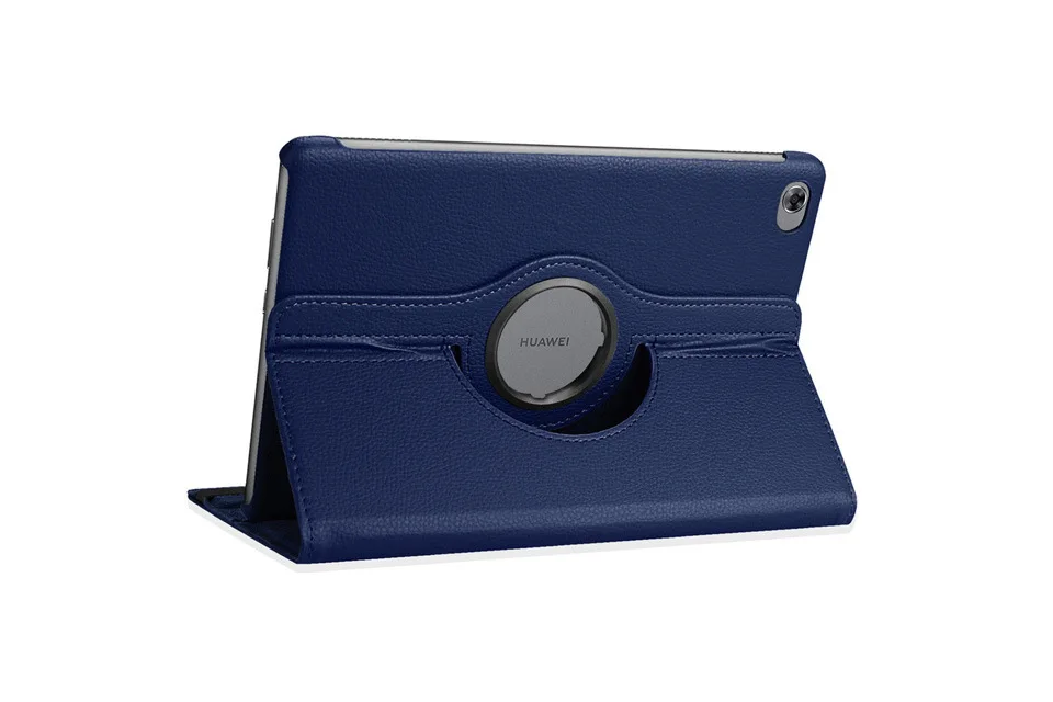 Тёмно-синий Чехол для huawei MediaPad M5 Lite 10 BAH2-W19/L09/W09 из искусственной кожи, умный чехол-подставка для медиа-планшета M5 Lite 10," вращающийся на 360 чехол - Цвет: Тёмно-синий