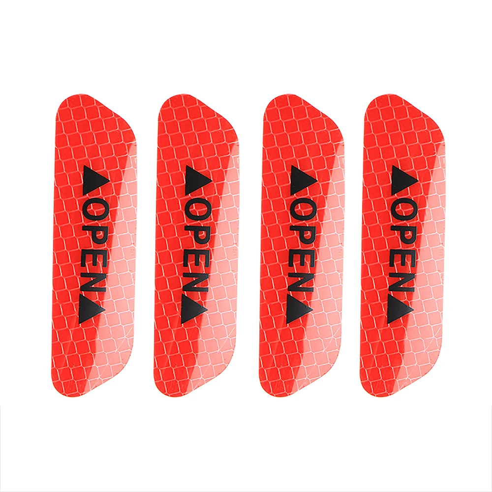 

4PCS Car Door Open Tip Reflective Warning Sticker DIY Water-Resistant Decorative Anticollision Paster for Safety Needs