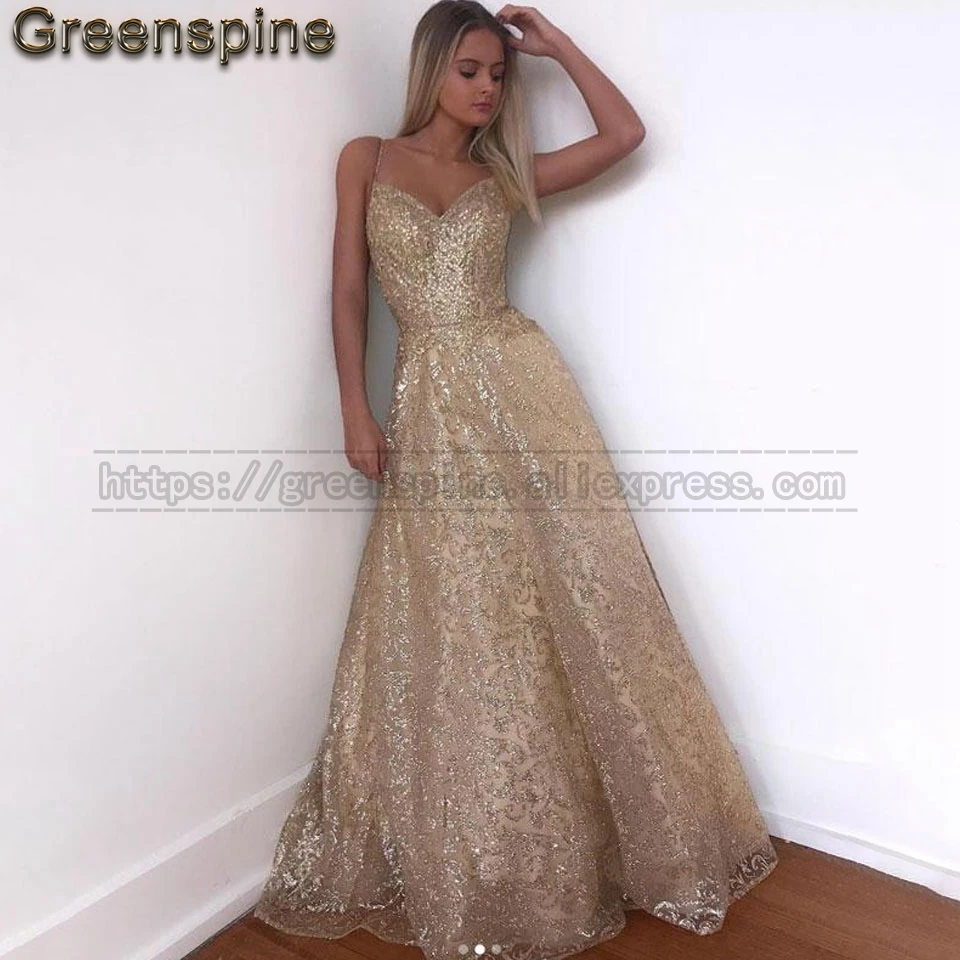 Шикарное блестящее Золотое платье для выпускного вечера 2019 элегантное женское