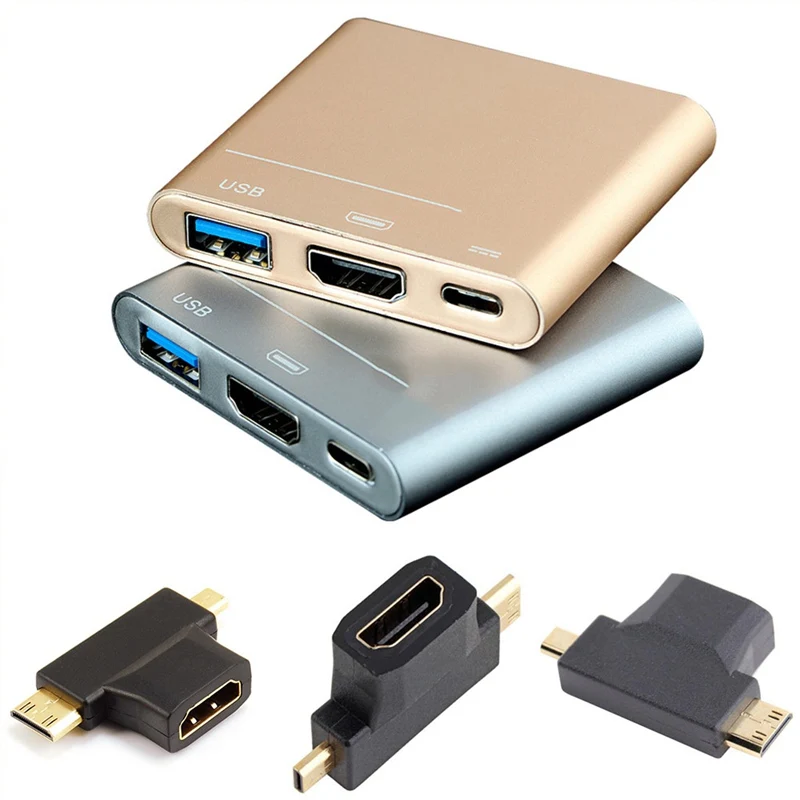 3 в 1 кабель переходник с Micro HDMI папа + мини на 4 Мама для HDTV 1080P кабели|Кабели HDMI| |