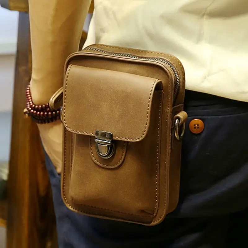 Коричневая полиуретановая сумка на пояс для официанта кошелек парикмахера