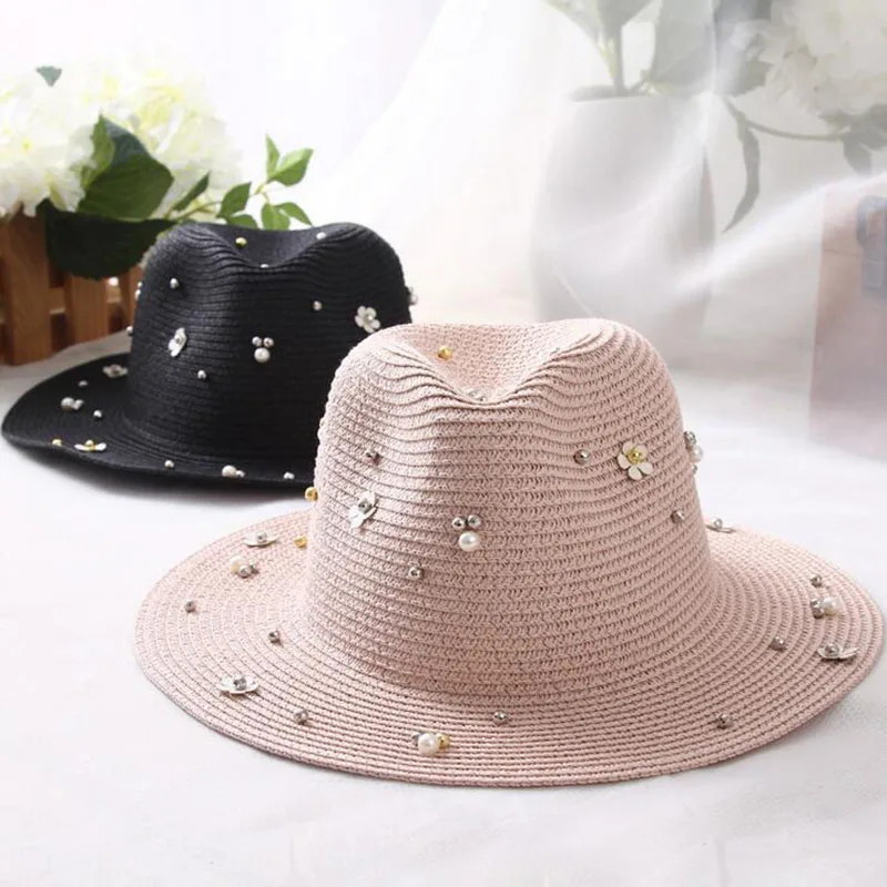 Новый шляпы на весну-лето для женщин шляпа с широкими полями и цветком Панама