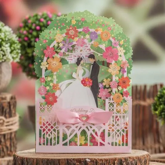 50 Шт. цвет Невесты и Жениха Сад Праздник Свадебные Приглашения Карты по wishmade CW6018 |