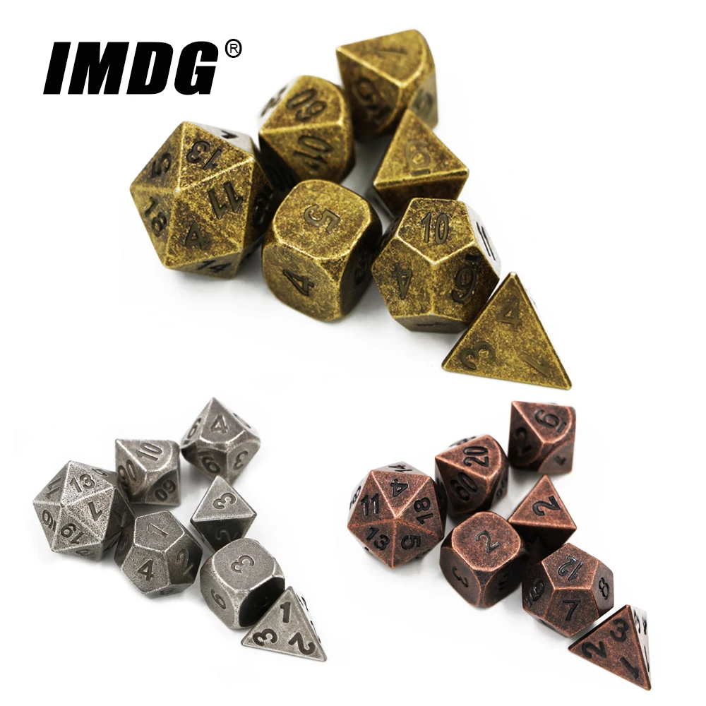IMDG 7 шт./компл. Творческий RPG игра в кости многогранник металлические игральные кубики DND разных Цвет игра в кости