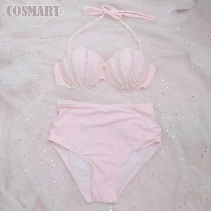 [Фото] новый милый купальник в форме русалки розовый бюстгальтер с жемчужинами