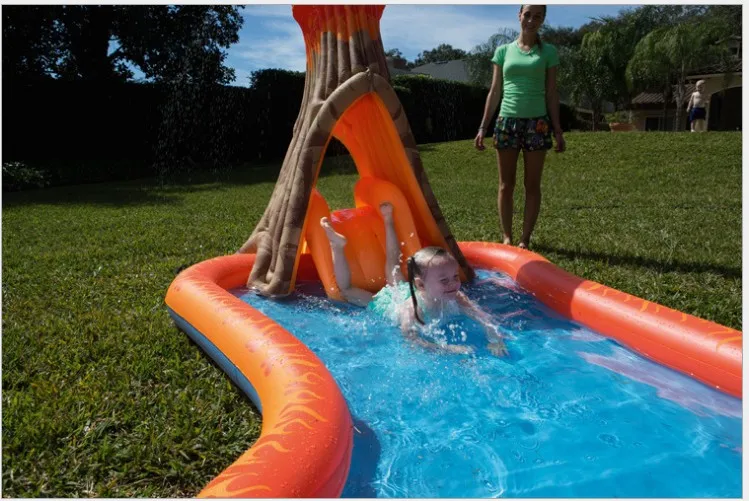 Надувной вулканический мини фонтан для плавания с водной горкой|Плавательные