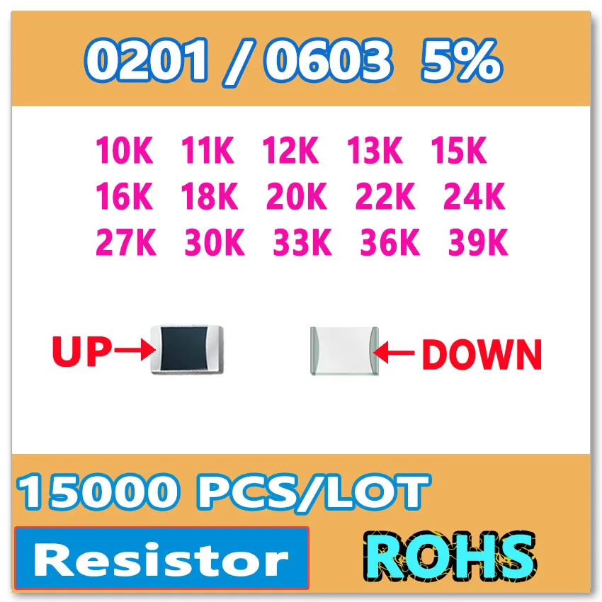 

original 0201 J 5% 15000pcs 10K 11K 12K 13K 15K 16K 18K 20K 22K 24K 27K 30K 33K 36K 39Ksmd 0603 resistor 103 113 123 133 OHM