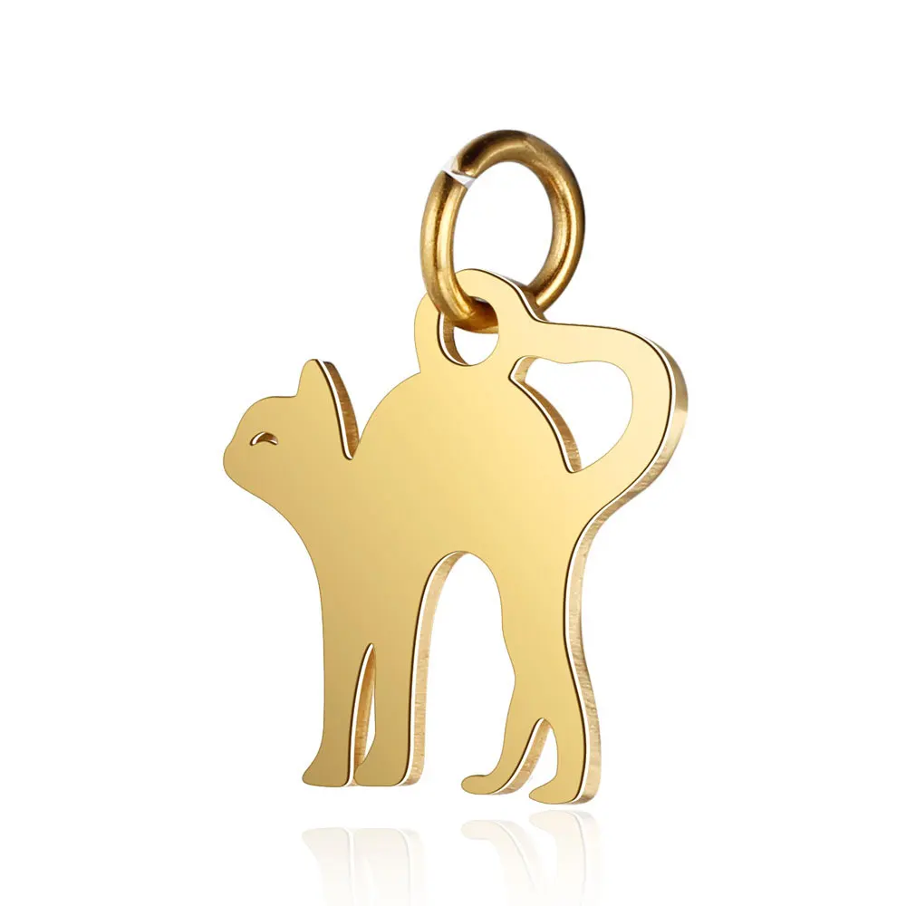 

Stainless Steel Cat Pendant Delicate Rose Gold Animal Charms 12*16mm Simple Elegant Women Jewelry Accessories