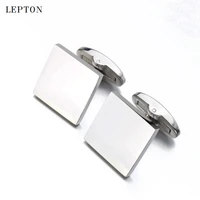 mens jewelry square blank cufflinks lepton brand 316l stainless steel high polish cuff links wedding groom best gift for men