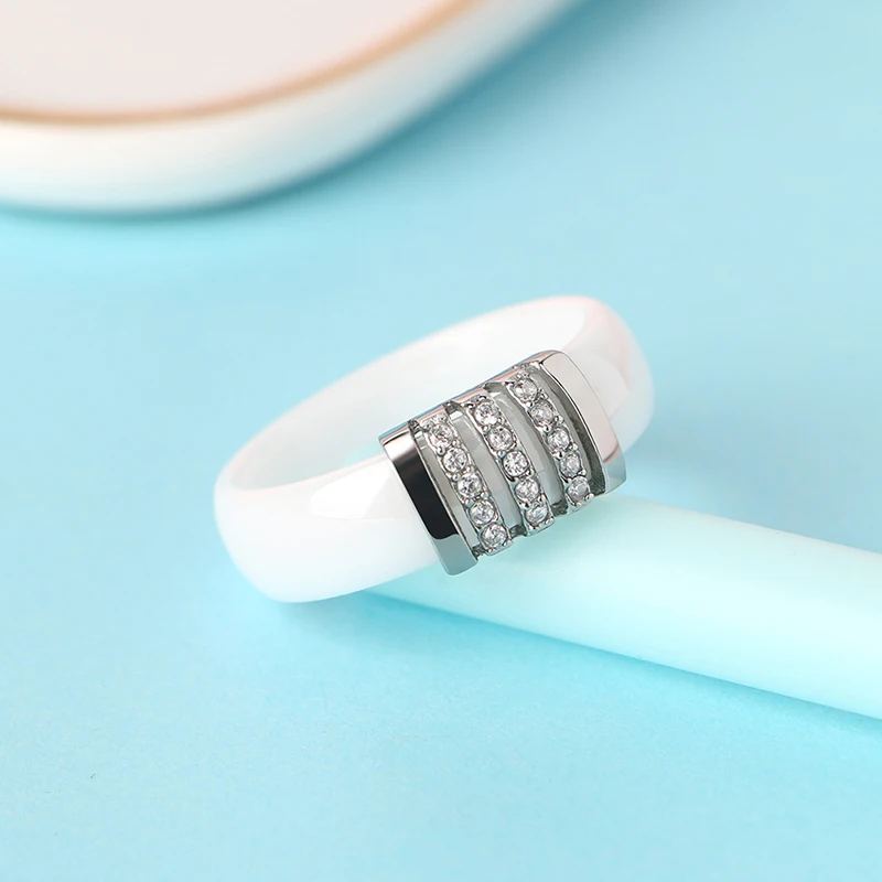 Модные черные и белые Уникальные женские кольца 6 мм керамическое кольцо для