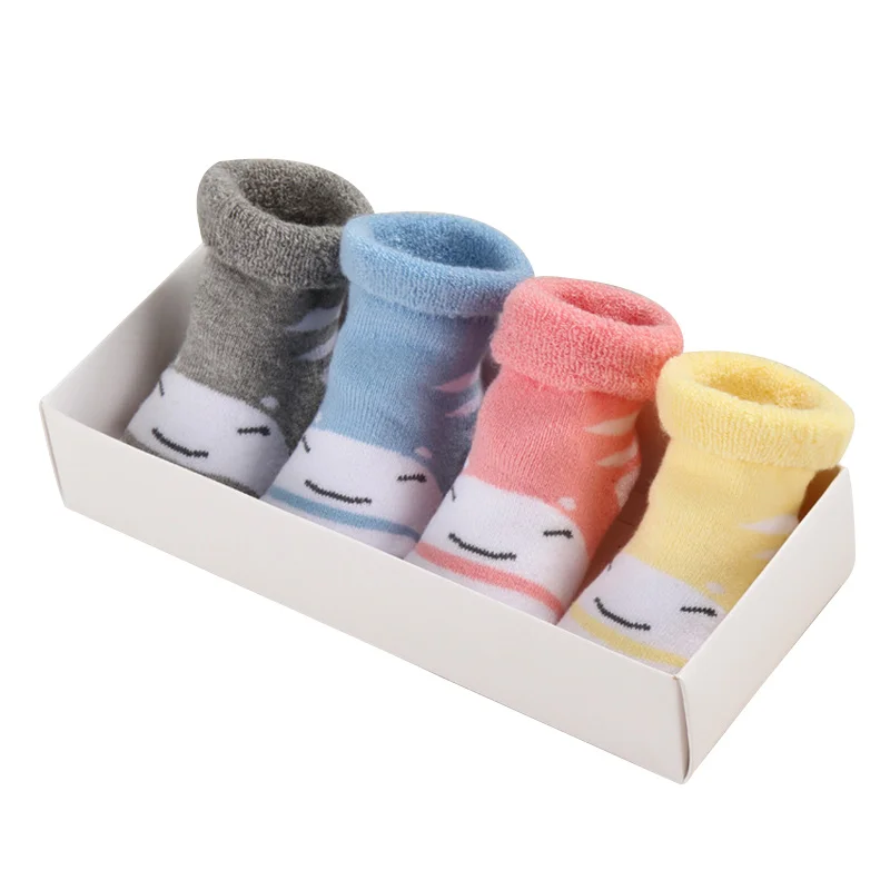 4 предмета толстые зимние носки для малышей мальчиков и девочек теплые хлопковые