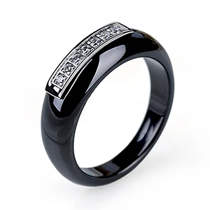 Black Rings Панк стиль AAA обручальные кольца с фианитами для женщин/мужчин с Bling кристально гладкая здоровая керамика инопланетянин палец кольца, подарок на Рождество - Цвет основного камня: Black Rings