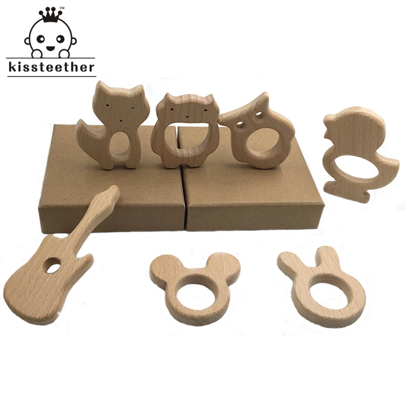 Mordedor org&aacute;nico de madera para beb&eacute;, mordedor Natural para beb&eacute;, juguete de agarre para lactancia, mordedor para beb&eacute; reci&eacute;n nacido, regalo-1