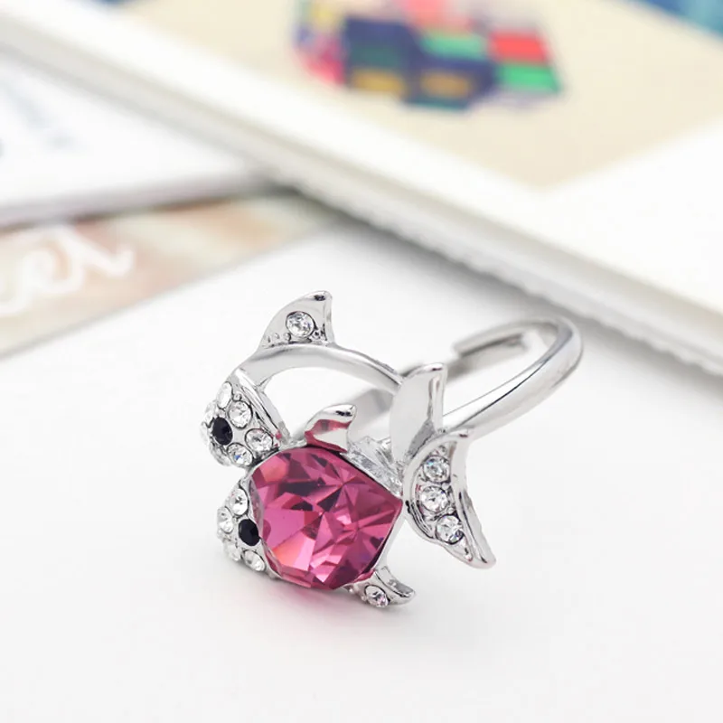 Neoglory австрийский кристалл и горный хрусталь регулируемое кольцо для пальцев