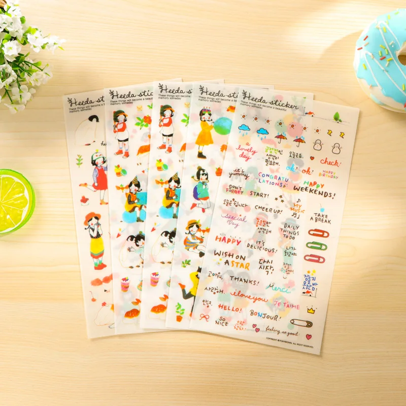 6 листов/упаковка бумажные наклейки для скрапбукинга в Корейском стиле |
