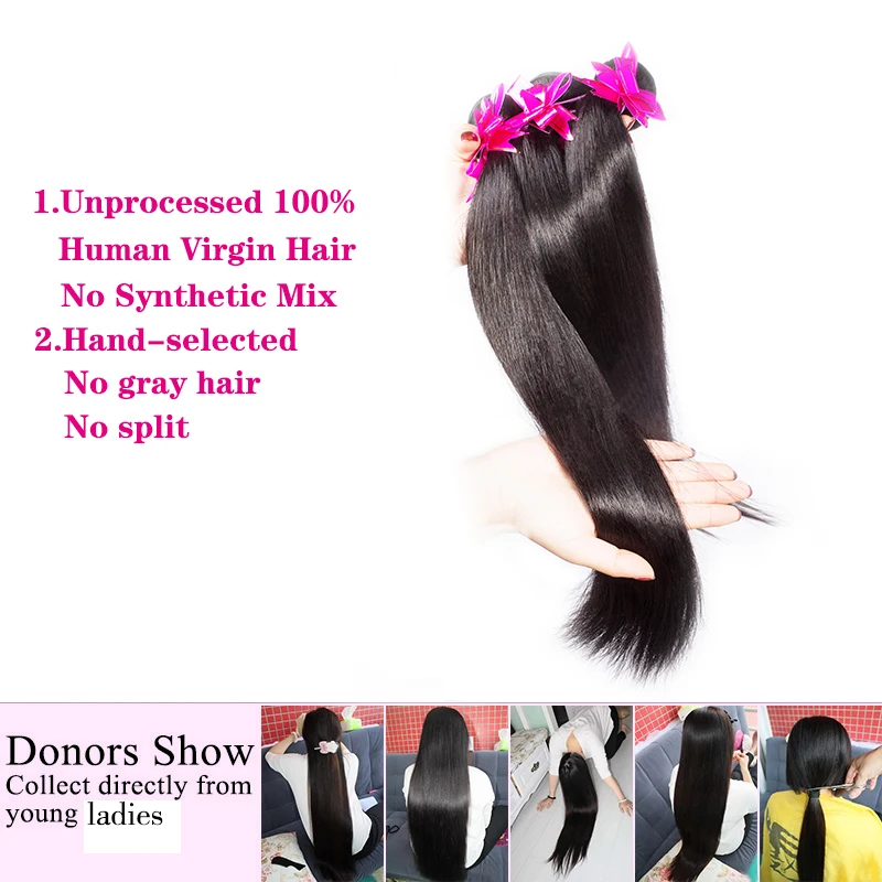 8A Brazilian Straight Hair 1 Bundle Weave Bundles Virgin Human Extension Soft |