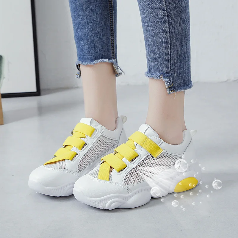 2019 Летняя женская брендовая белая спортивная обувь дышащая из вулканизированной
