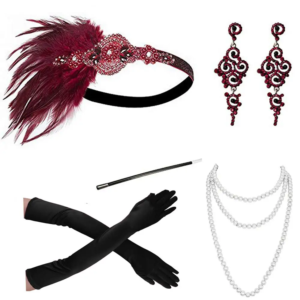 Набор аксессуаров для женщин 1920-х Гэтсби повязка на голову с хлопушкой костюма |
