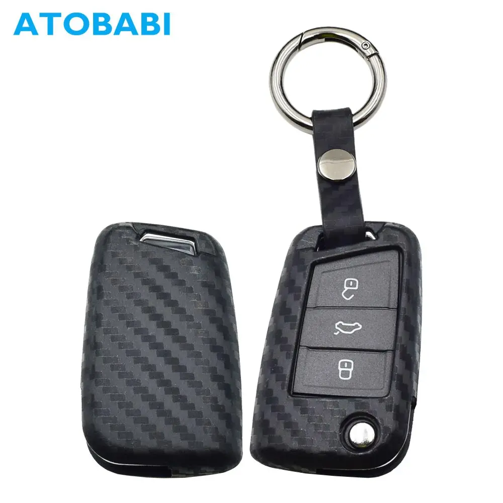 УГЛЕРОДНЫЙ силиконовый чехол для ключей от машины VW Polo Golf 7 Tiguan Skoda Octavia Kodiaq Karoq SEAT