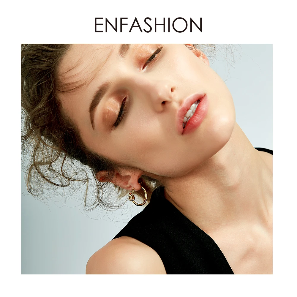 Оптовая продажа классические серьги кольца Enfashion с узлом золотого цвета круглые