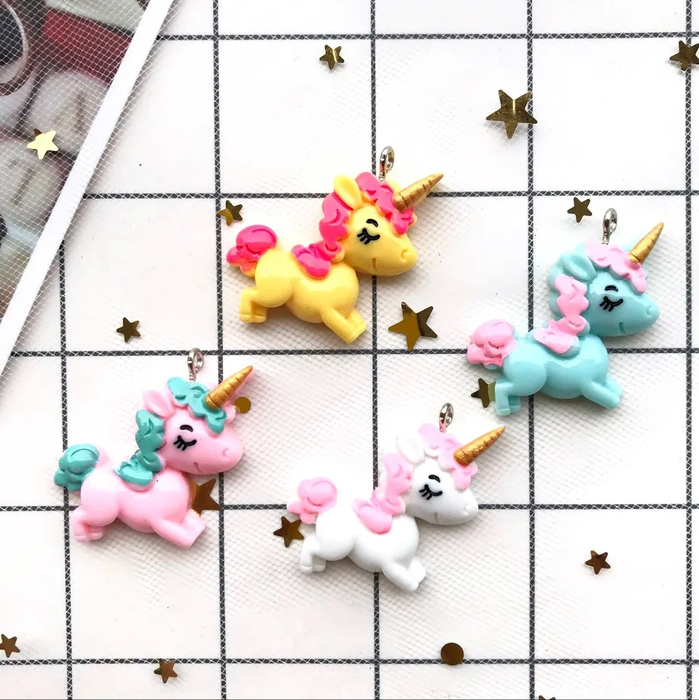 35*28 мм 10 шт каваи Смола мода Единорог талисманы для украшения DIY ожерелье серьги брелок ювелирных изделий