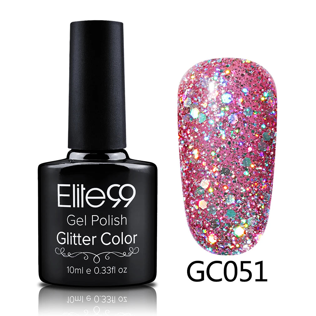 S-GC051 Elite99 10 мл Soak Off блёстки Блеск УФ гель лак Diamond для ногтей гель для ногтей с блестками красота направление Atr - Цвет: S-GC051