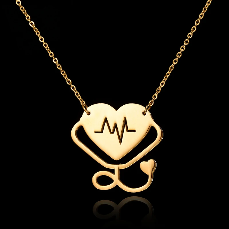 Лидер продаж медицинская Цепочка стетоскоп ожерелье золотого цвета бижутерия