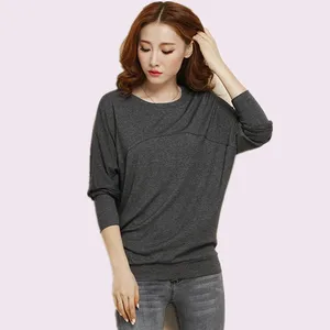 Женская футболка с длинным рукавом летучая мышь, размеры до 4XL