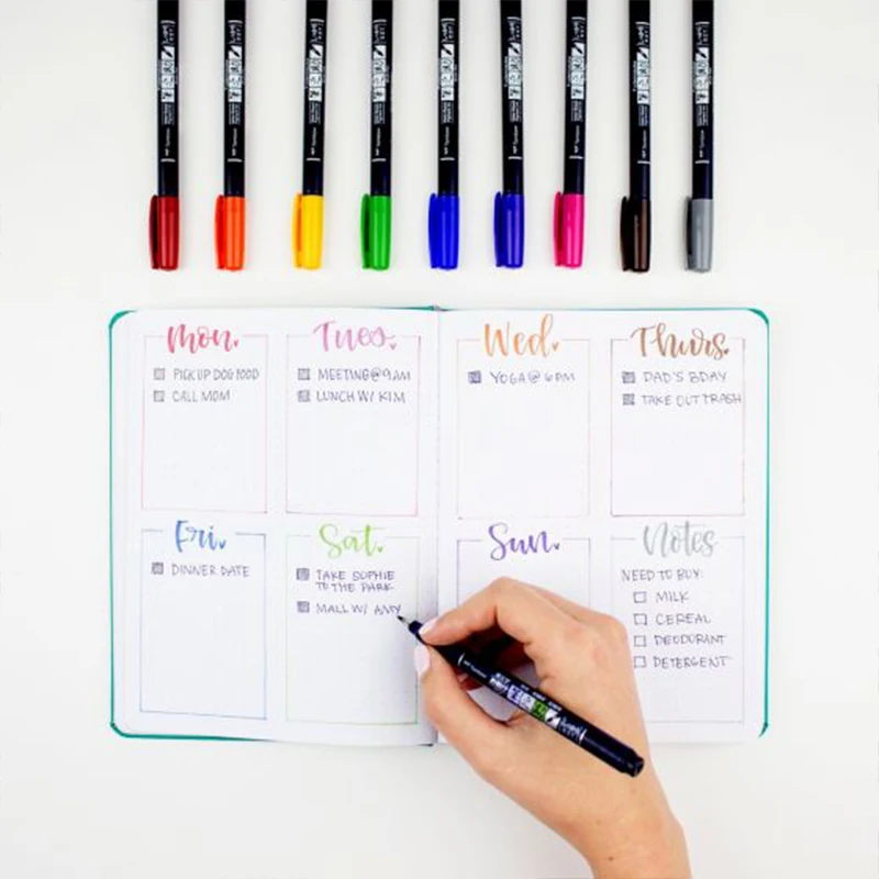 Tombow Fudenosuke цветные кисти для каллиграфии ручки для ручного письма художественный маркер цветная ручка для рисования Bullet Journal Design товары для рукоделия