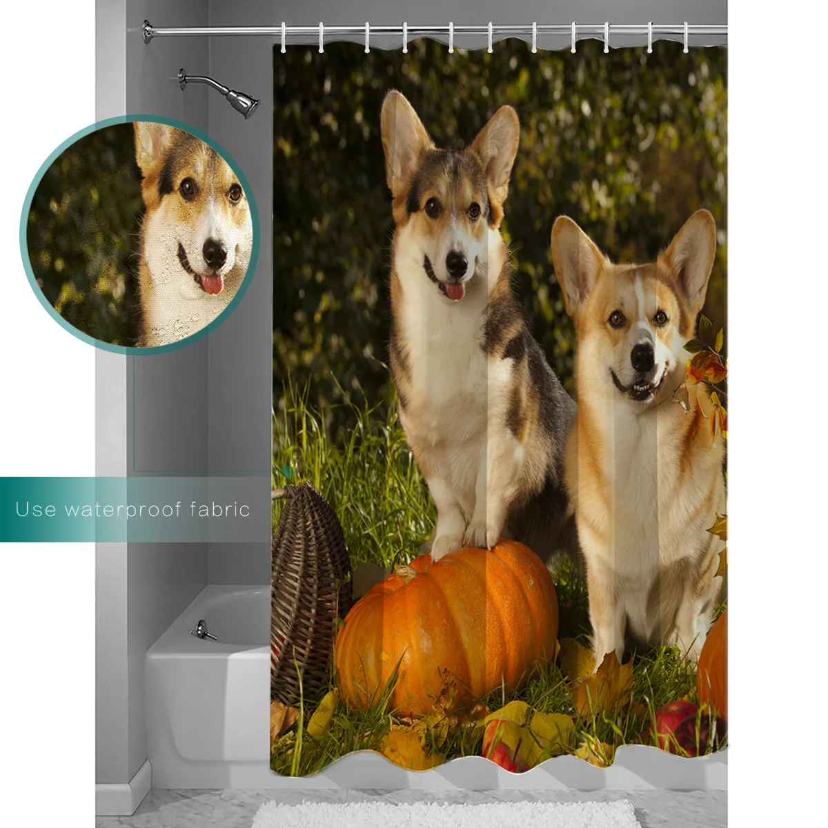 Hoween Тыква корги Экстра длинная ткань для ванной занавески душа 3D Древний мир