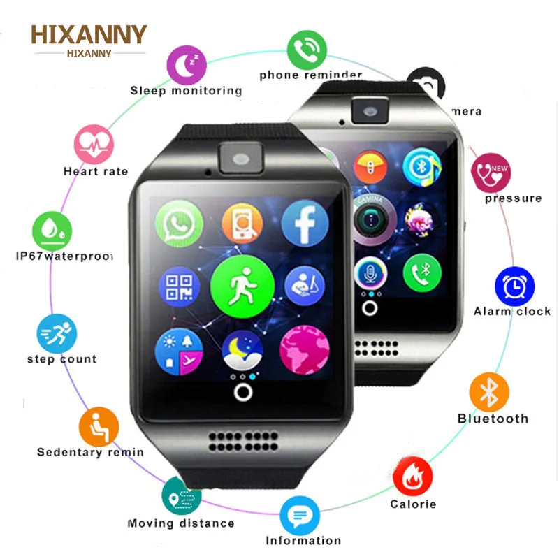 2019 Смарт часы с Камера Q18 Bluetooth Smartwatch SIM TF слот для карты Фитнес трекер активности