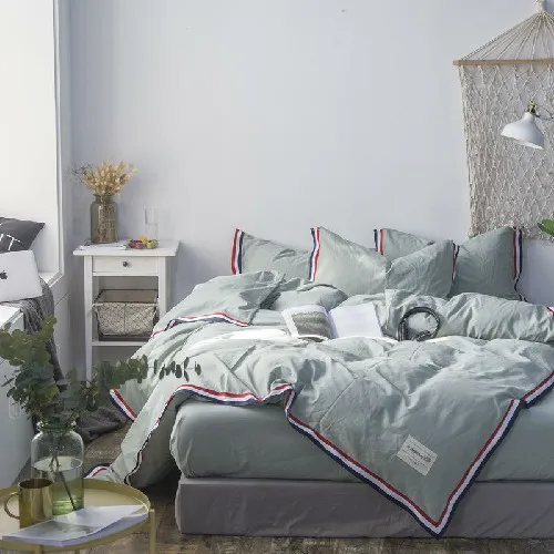 bedding set 5 Хлопок, серый, белый, Королевский размер, Комплект постельного белья, мягкое постельное белье, простыня, простыня, пододеяльник, комплект постельного белья, parure de lit - Цвет: bedding set 5
