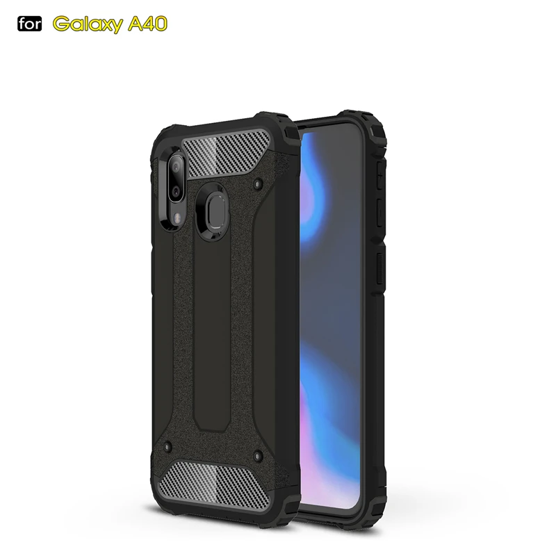 Black Чехол для samsung Galaxy A40, чехол TPU+ PC, противоударный гибридный защитный чехол, полный чехол для samsung A40, чехол для телефона для samsung A70 A30 A50 - Цвет: Black