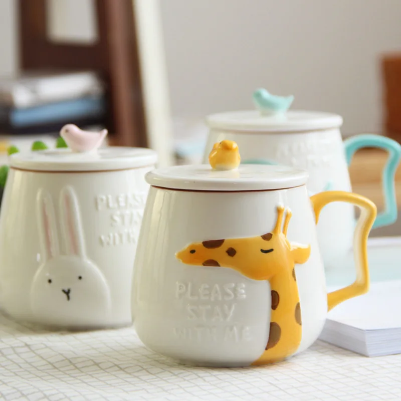 Cute 3D Stereo Animal Mug Lovely Korean Coffee Big Capacity Office Breakfast Milk Ceramics Cup Giraffe Dinosaur Rabbit Elephant|ceramic cup|mug