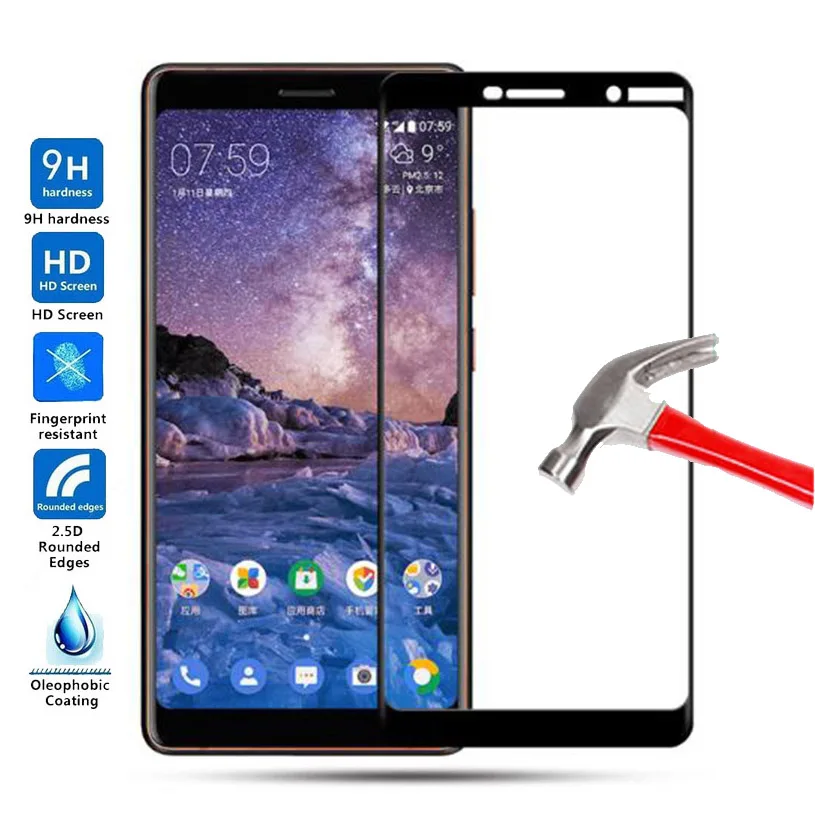 2.5D Полное покрытие экрана протектор для Nokia 7 Plus закаленное стекло Nokia7 защитная