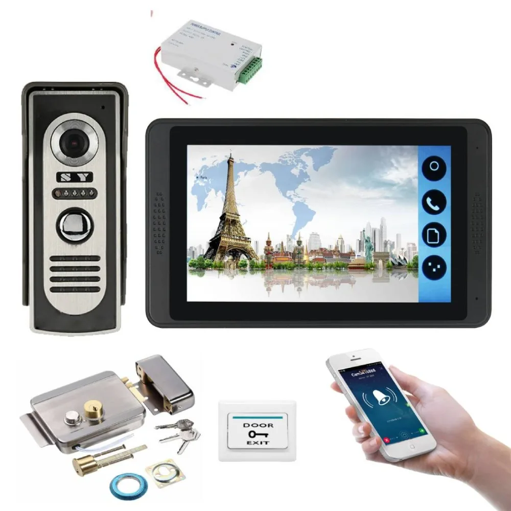 Приложение SmartYIBA RFID дверной звонок 7 дюймов ЖК-Wifi беспроводной видео-телефон двери дверной звонок спикер домофон комплект дверной замок