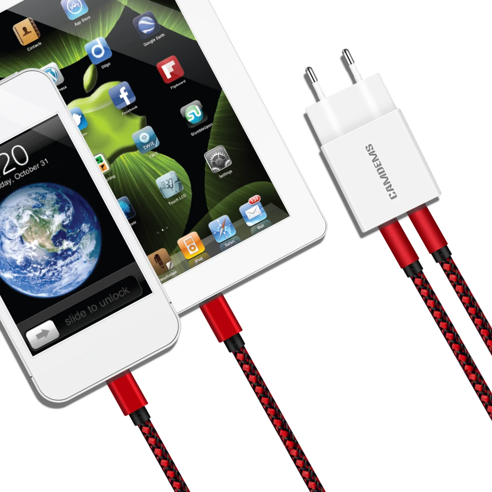 CAMDEMS 1 м 3 фута Плетеный Нейлоновый micro V8 usb кабель для передачи данных набор