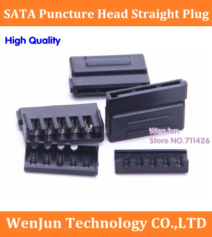 Billig DHL EMS Geben Verschiffen Macht SATA Seite Piercing Typ Steckverbinder DIY SATA Gerade Stecker Punktion Kopf Mit Fünf Loch Abdeckung Schwarz