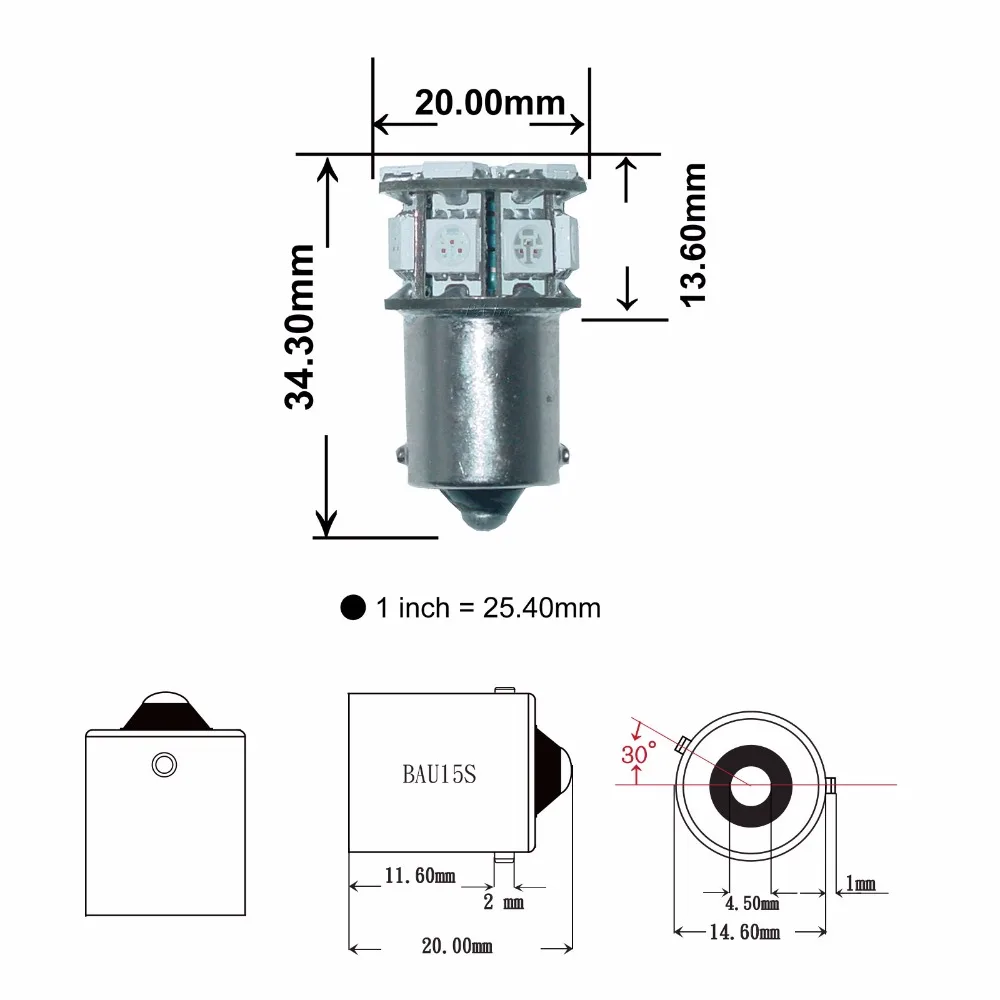 PA светодиодный 10 шт. x 13SMD BAU15S 1156 1141 автомобильный стоп светильник боковой