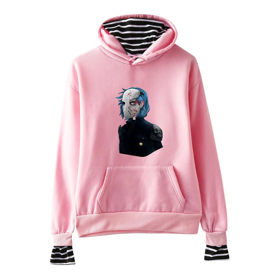 sally pink hoodie Поддельные из двух частей женские Sally Face толстовки для девочек и мужчин пэчворк полосатый поддельные из двух частей Толстовка Пуловер XXS-XXL - Цвет: sally pink hoodie