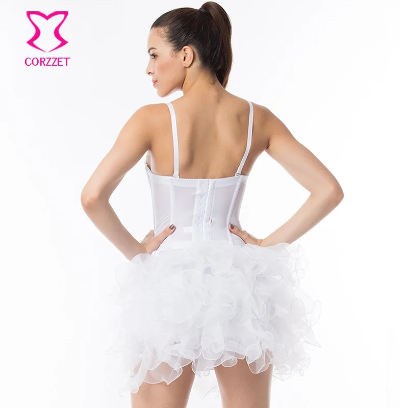 Белый Хлопковый корсет с эффектом пуш ап и бюстье на бретельках для невесты