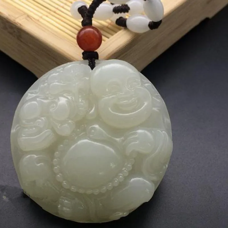 Натуральный белый нефритовый кулон Будды сопоставимый Tuo Afghanistan Hetian jade Pixiu +