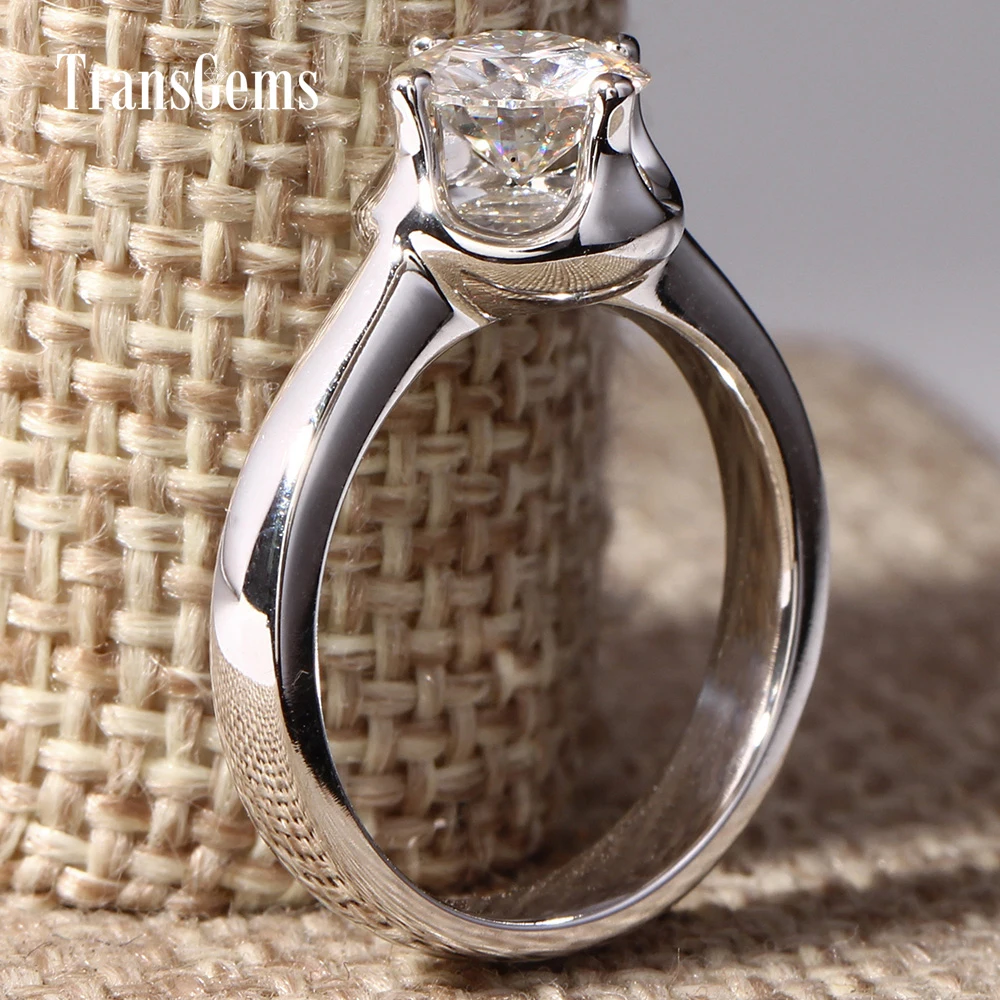 Женское Обручальное Кольцо Transgems Классическое однотонное Белое золото 14 к 585 1ct 6 5