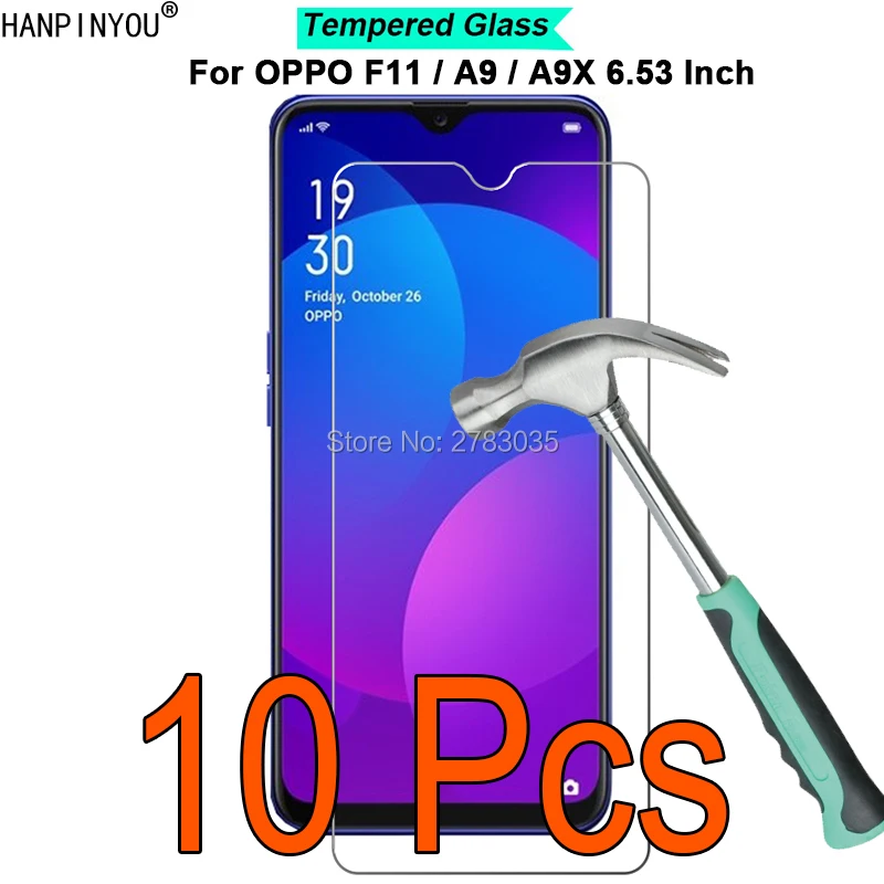 

10 шт./лот для OPPO F11 / A9 / A9X 6,53 дюйма твердость 9H 2.5D ультратонкая закаленная стеклянная пленка защита для экрана