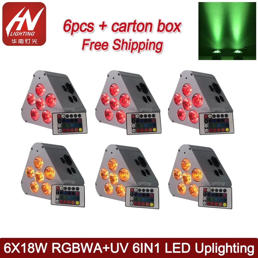 Новый 6x18 Вт RGBWA + УФ светодиодный аккумулятор и беспроводный Par can uplight пульт