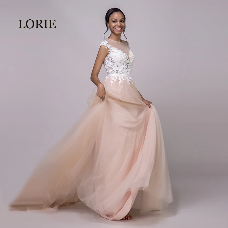 Свадебное платье LORIE кораллового цвета 2019 кружевное длинное Тюлевое розовое