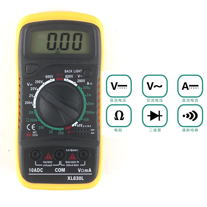 XL830L Цифровой мультиметр портативный AC/DC Измеритель Напряжения DC Амперметр