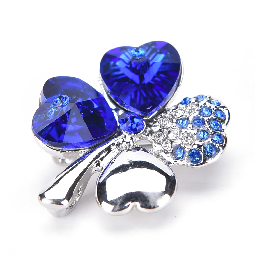 Кристальная тканевая булавка брошь в форме четырехлистного клевера|pin brooch|cloth